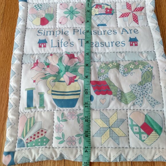 Vintage Puffy Quilted Wall Hanging "Simple Pleasures Are Life's Treasures" SMALL - Picture 8 of 12